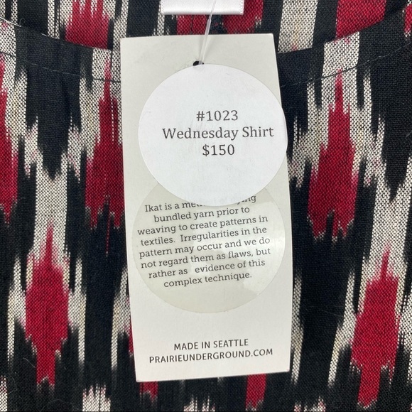 PRAIRIE UNDERGROUND Red Ikat Wednesday Shirt, XS - Picture 2 of 7